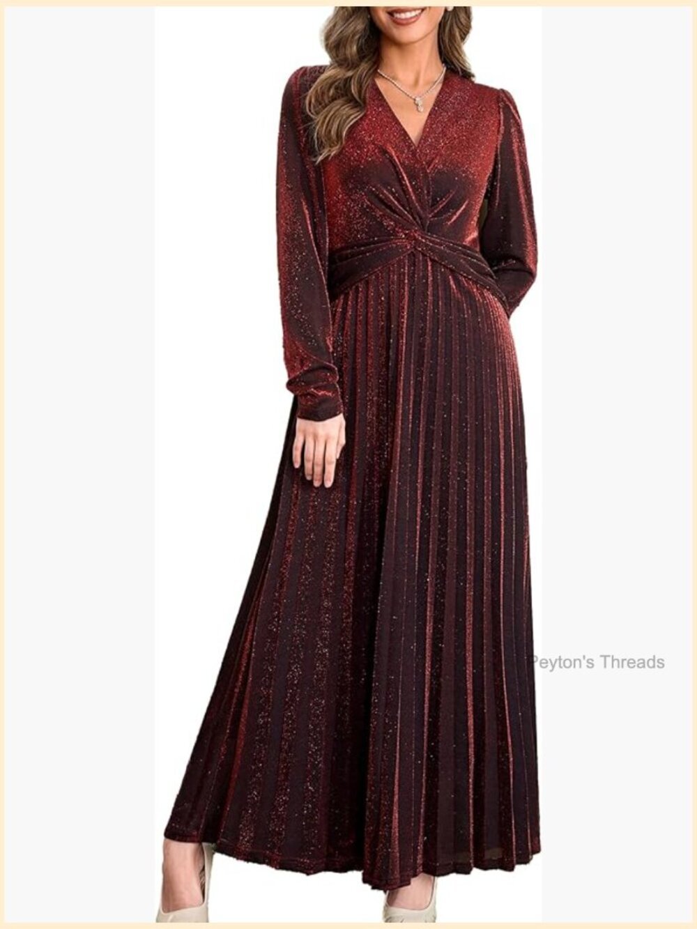 Sparkly V-Neck Long Sleeve Wedding Guest Dress Holiday Party Formal Gown